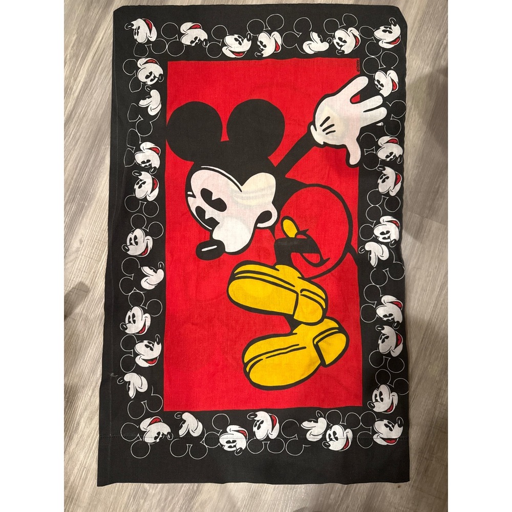 Vintage Disney Mickey Mouse Standard Pillowcase Red Black Cotton Blend Bedding